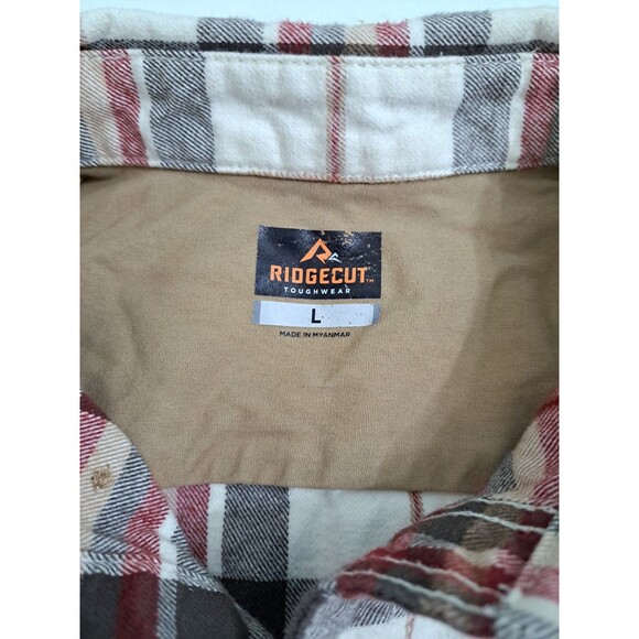 Ridgecut Set of 2 Men's Large Flannel Shirts Heavyweight Plaid Red Blue White - Picture 9 of 16